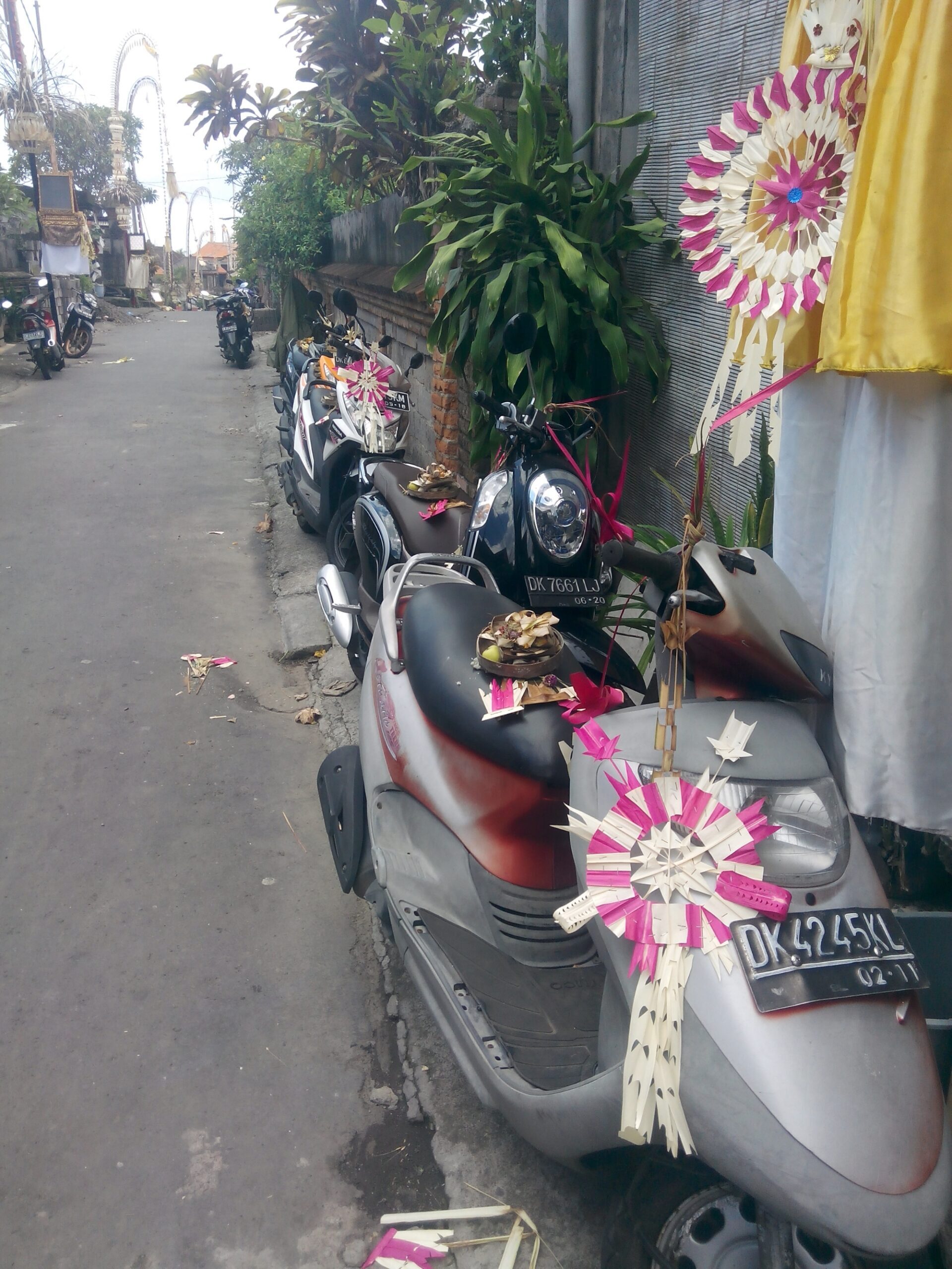 Even motorbikes have little religious offerings.Bali Indonesia